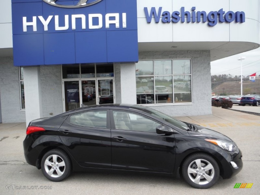 2012 Elantra GLS - Midnight Black / Beige photo #2