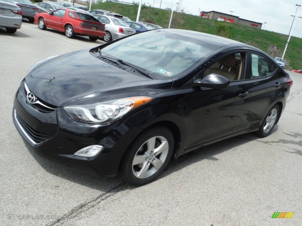 2012 Elantra GLS - Midnight Black / Beige photo #5