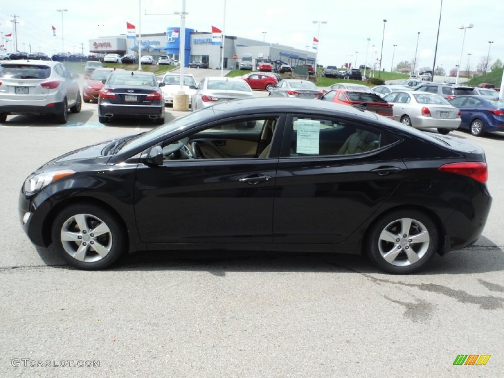 2012 Elantra GLS - Midnight Black / Beige photo #6