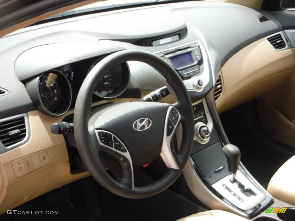 2012 Elantra GLS - Midnight Black / Beige photo #11