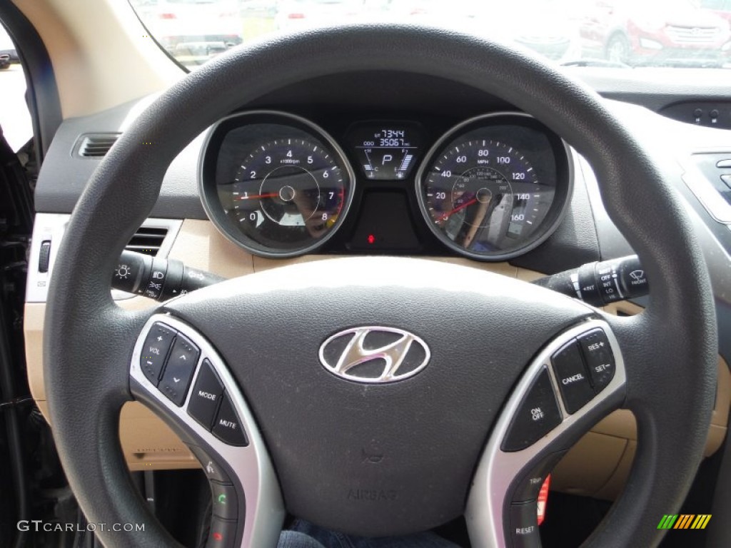 2012 Elantra GLS - Midnight Black / Beige photo #16