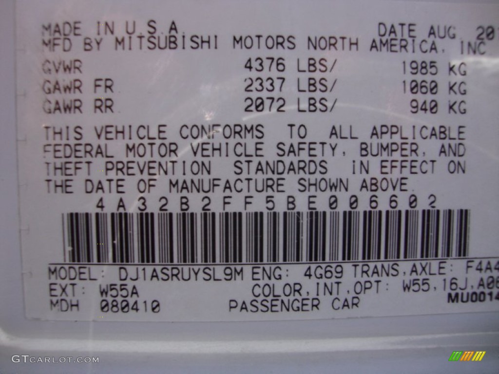2011 Galant FE - White Pearl / Gray Sport photo #26