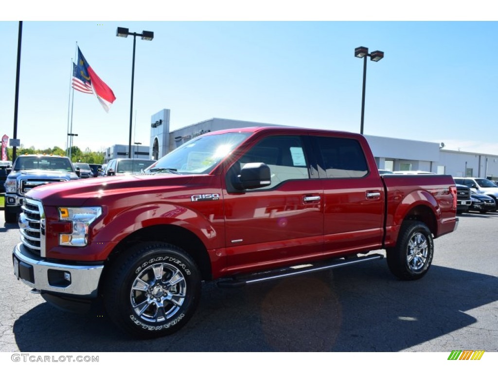 2015 F150 XLT SuperCrew 4x4 - Ruby Red Metallic / Medium Light Camel photo #3