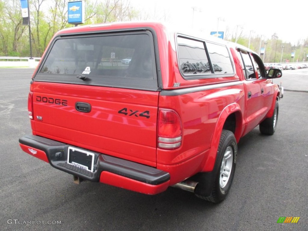 2002 Dakota Sport Quad Cab 4x4 - Flame Red / Dark Slate Gray photo #7