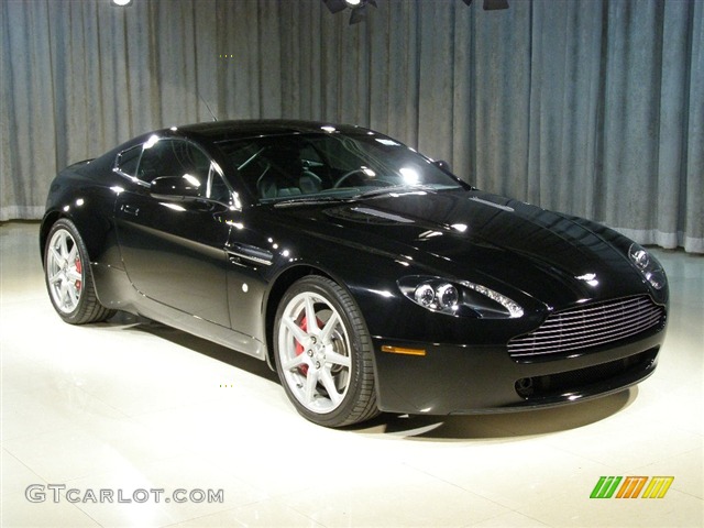 2007 Aston Martin V8 Vantage in Black / Black with Yellow Stitching, Front Right 2007 Aston Martin V8 Vantage Coupe Parts