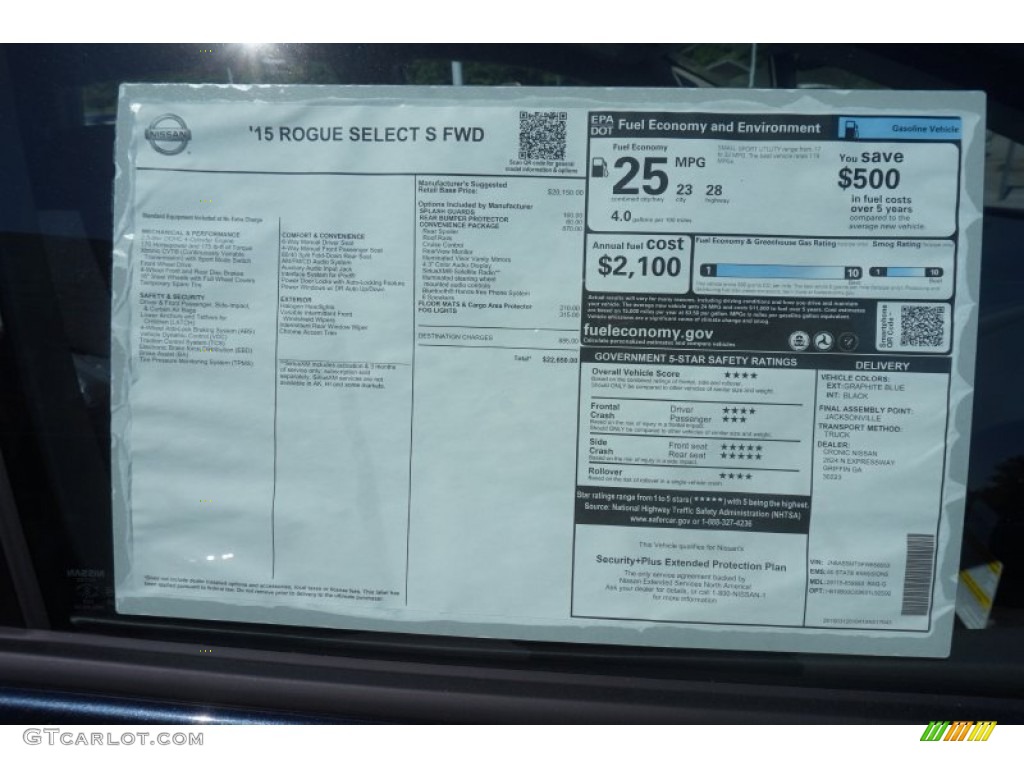 2015 Nissan Rogue Select S Window Sticker Photo #103594402