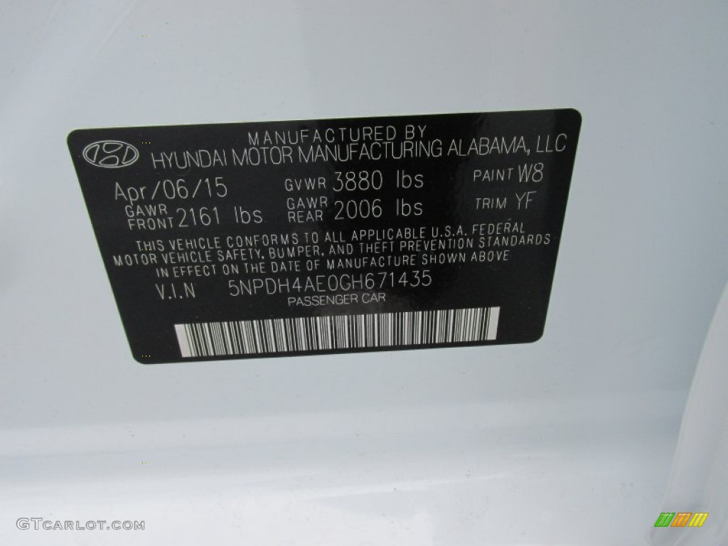2016 Elantra Value Edition - White / Beige photo #32