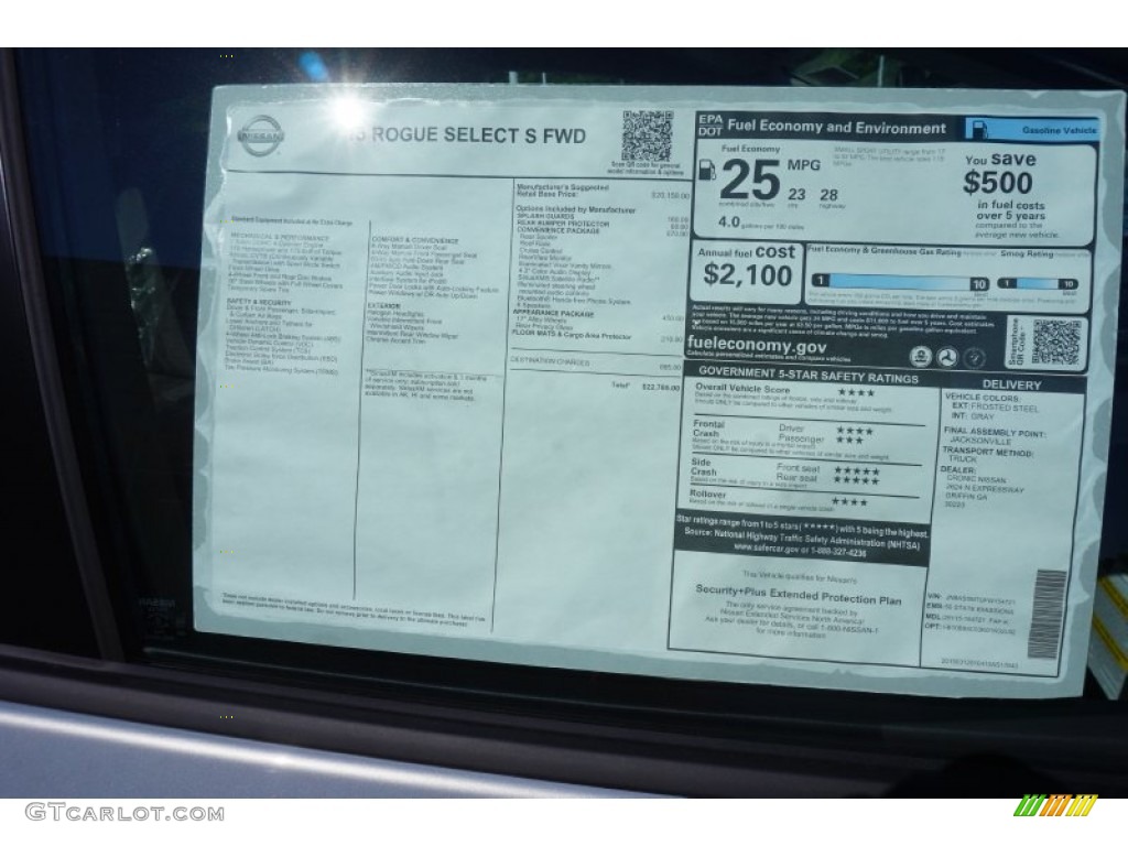 2015 Nissan Rogue Select S Window Sticker Photo #103600319