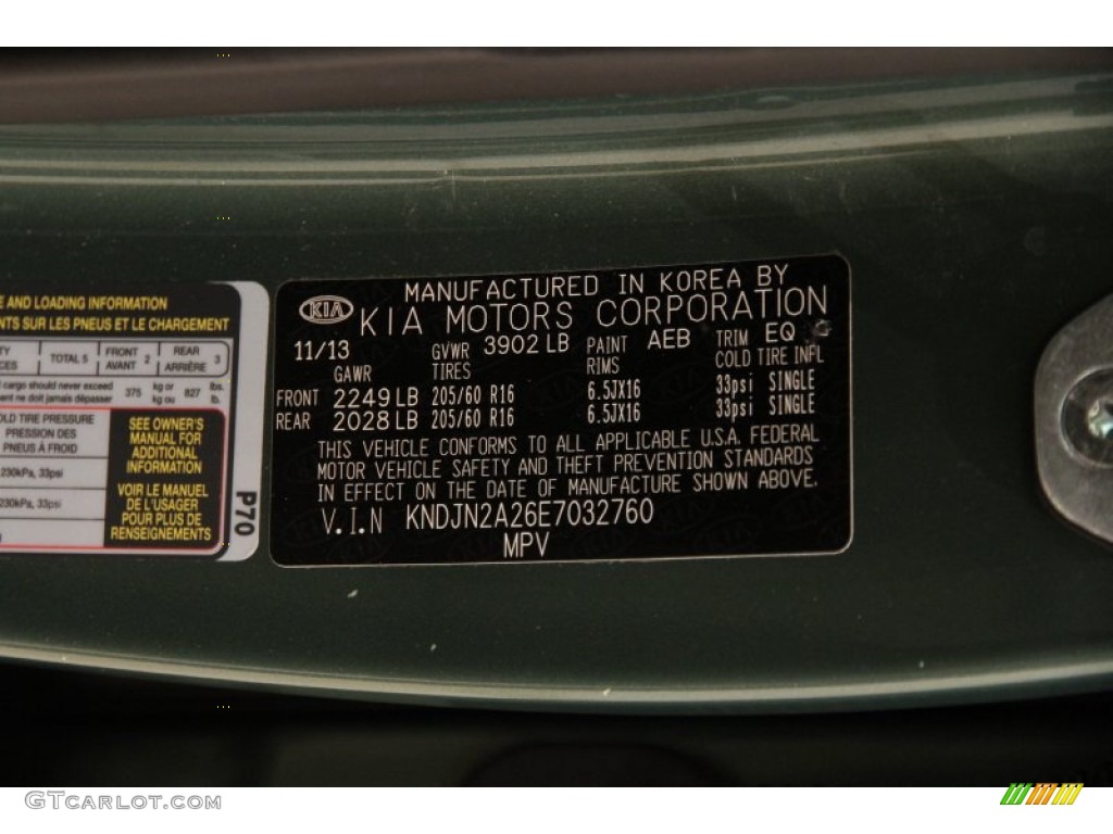 2014 Soul 1.6 - Kale Green / Black Diamond Woven Cloth photo #17
