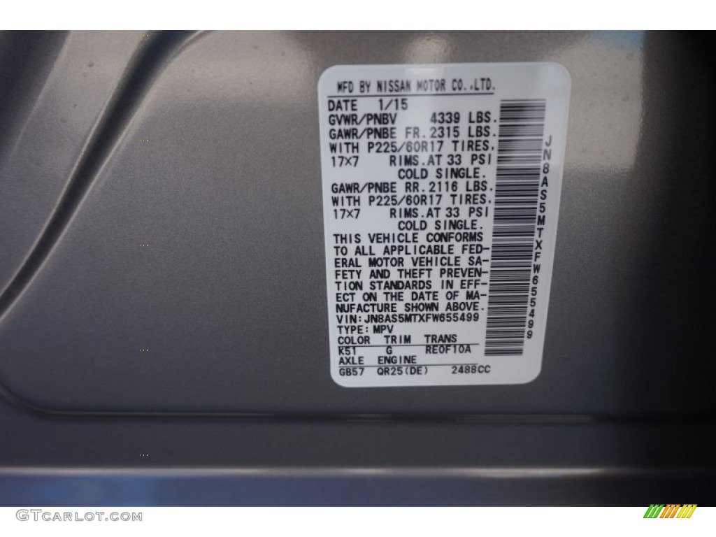 2015 Nissan Rogue Select S Color Code Photos