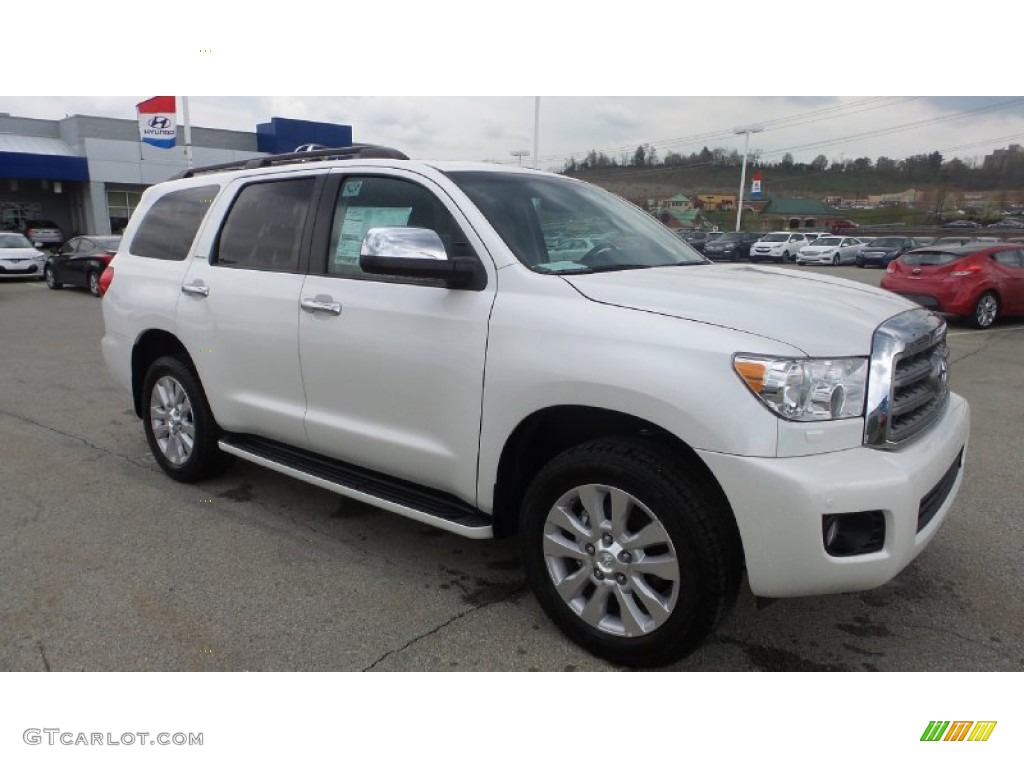 2015 Sequoia Platinum 4x4 - Blizzard Pearl / Red Rock photo #1