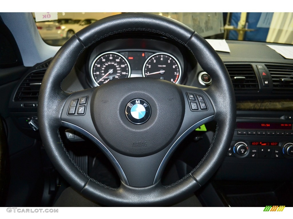2012 BMW 1 Series 135i Coupe Black Steering Wheel Photo #103617361