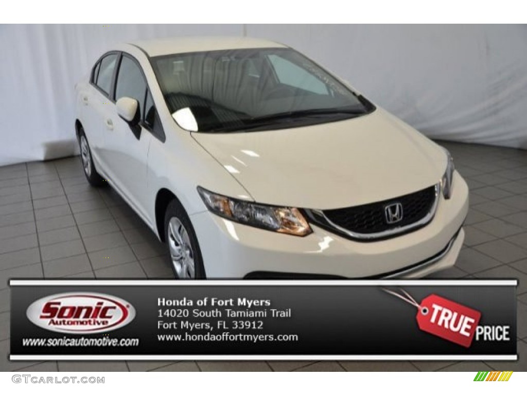 2015 Civic LX Sedan - Taffeta White / Beige photo #1