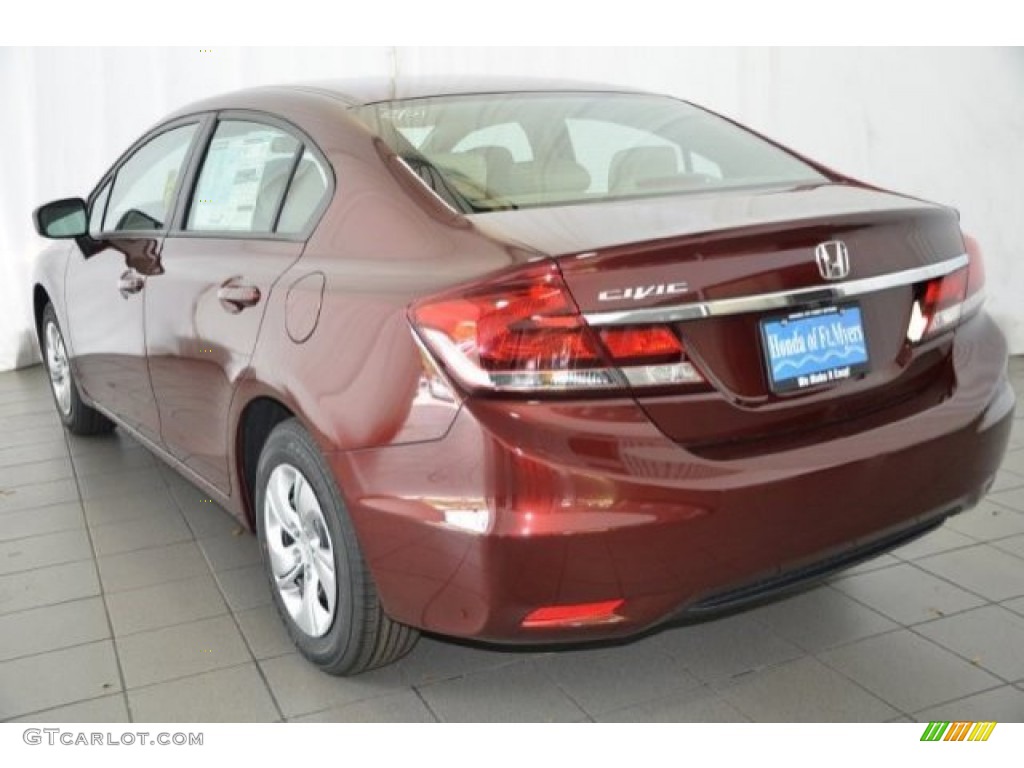 2015 Civic LX Sedan - Crimson Pearl / Beige photo #4