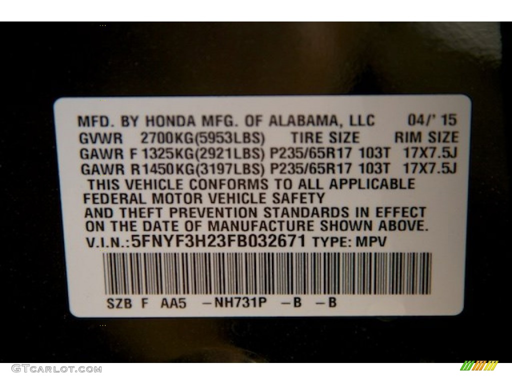 2015 Pilot LX - Crystal Black Pearl / Gray photo #22