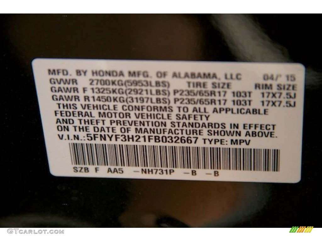 2015 Pilot LX - Crystal Black Pearl / Gray photo #22