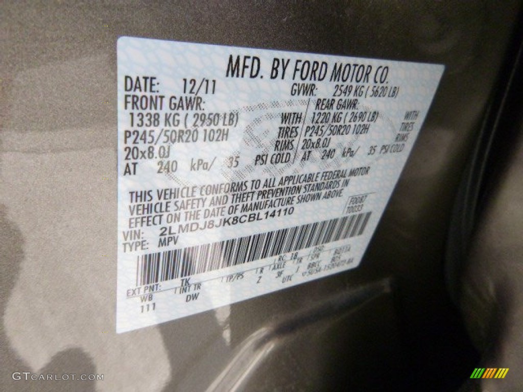 2012 MKX AWD Limited Edition - Mineral Gray Metallic / Bronze Metallic/Charcoal Black photo #23