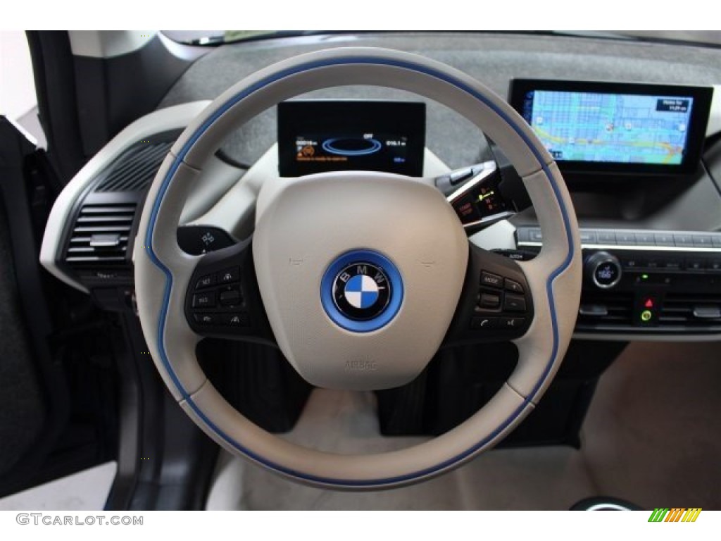 2015 BMW i3 with Range Extender Mega Carum Spice Grey Sensatec & Carum Spice Grey Cloth Steering Wheel Photo #103636960