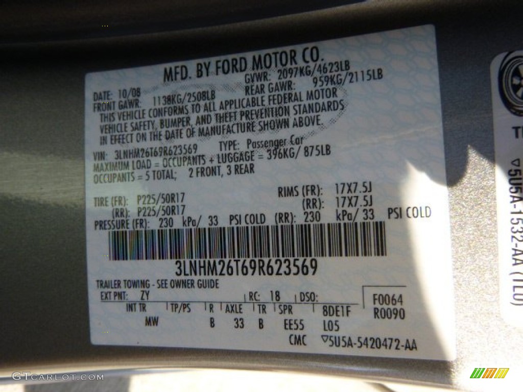 2009 MKZ Sedan - Vapor Silver Metallic / Dark Charcoal photo #24
