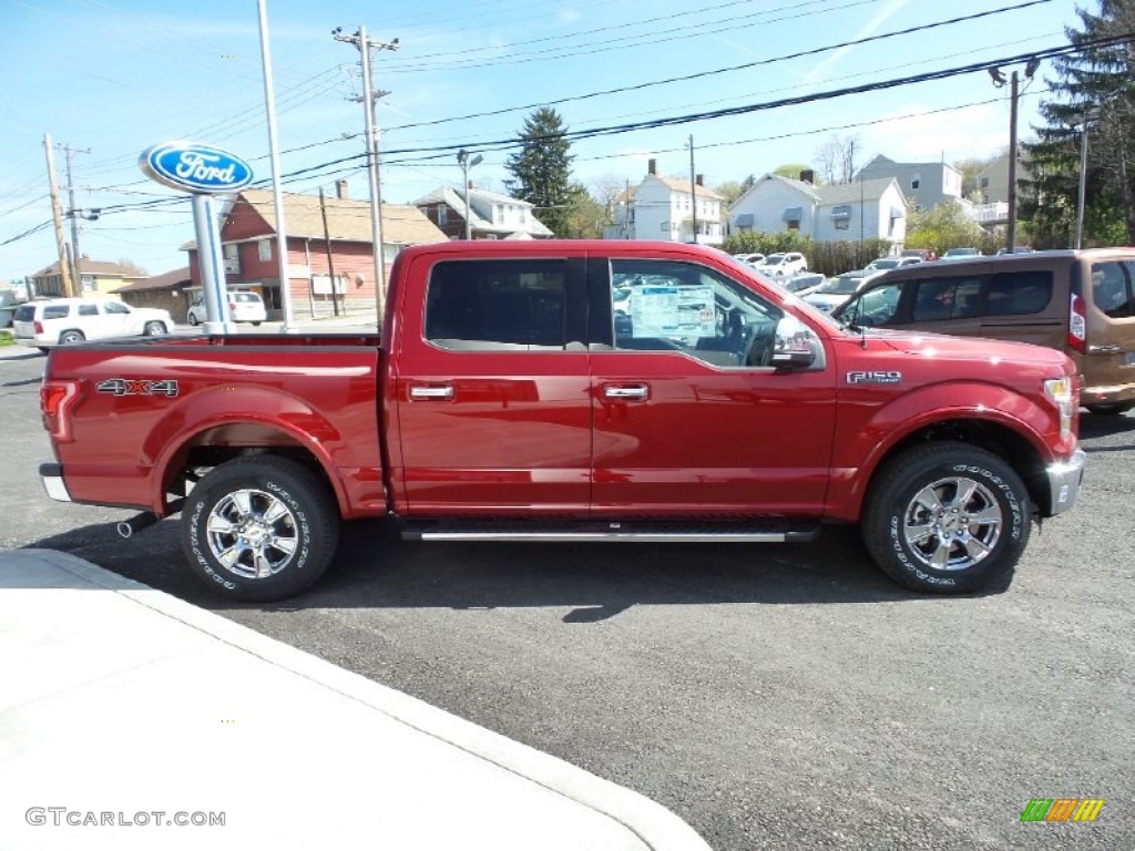 2015 F150 Lariat SuperCrew 4x4 - Ruby Red Metallic / Black photo #7