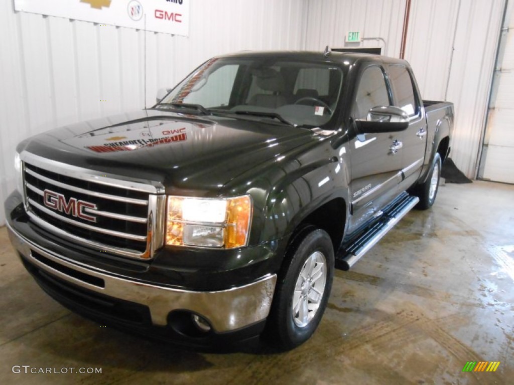 2013 Sierra 1500 SLE Crew Cab - Mineral Green Metallic / Light Titanium/Dark Titanium photo #2