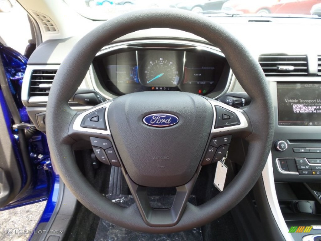 2016 Ford Fusion Hybrid SE Charcoal Black Steering Wheel Photo #103661001