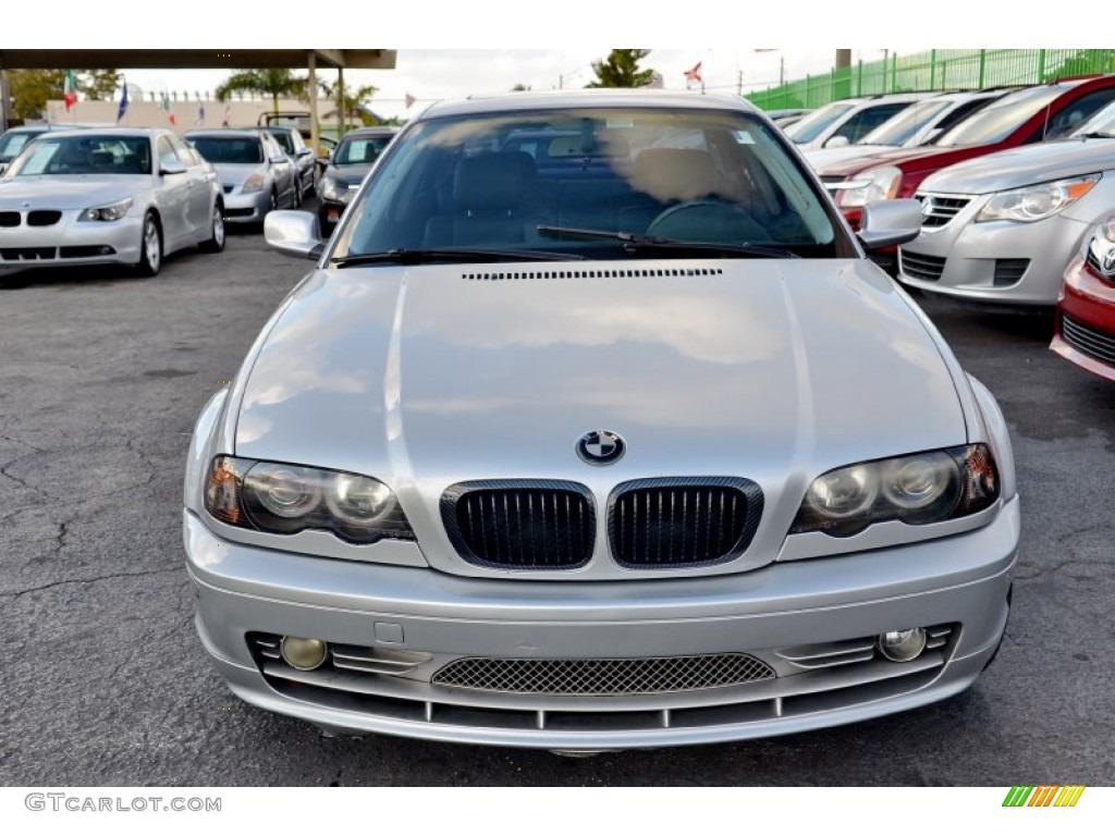 2002 3 Series 330i Coupe - Titanium Silver Metallic / Black photo #2