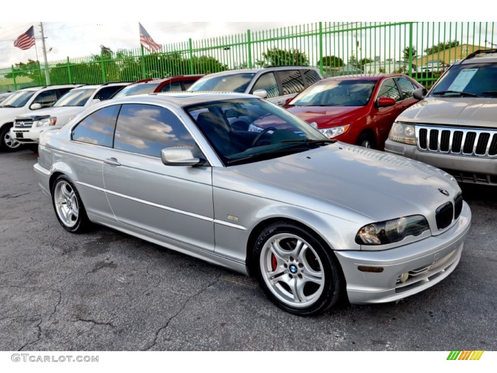 2002 3 Series 330i Coupe - Titanium Silver Metallic / Black photo #4