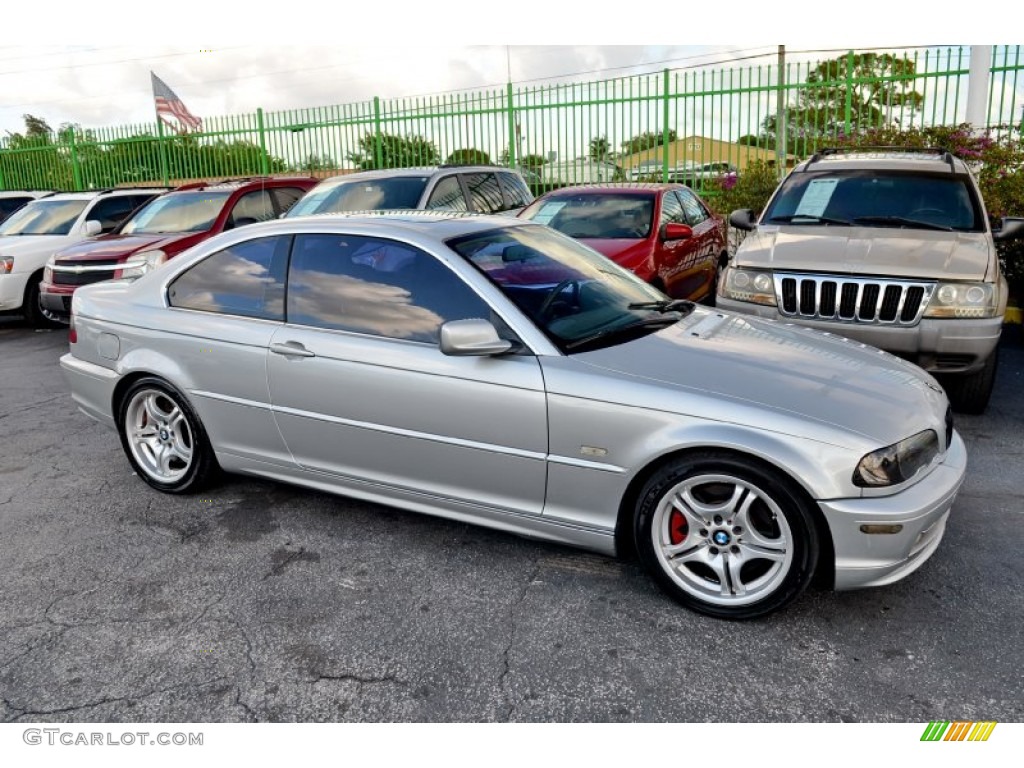 2002 3 Series 330i Coupe - Titanium Silver Metallic / Black photo #5