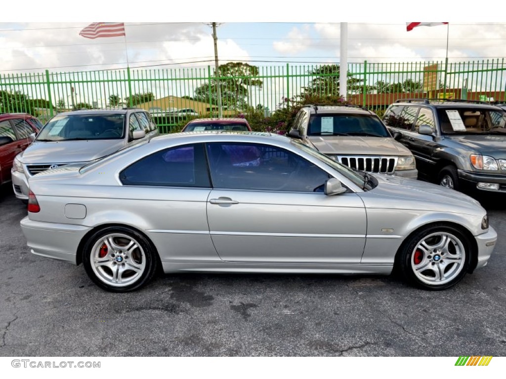 2002 3 Series 330i Coupe - Titanium Silver Metallic / Black photo #6