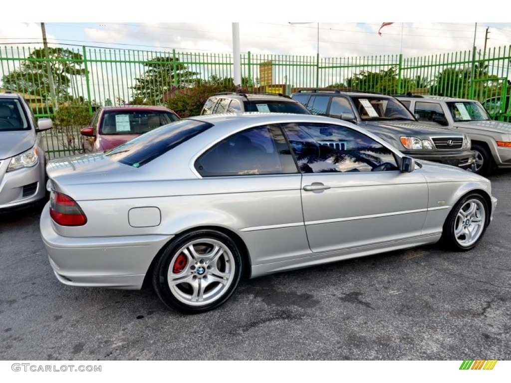 2002 3 Series 330i Coupe - Titanium Silver Metallic / Black photo #7