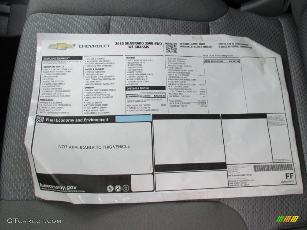2015 Silverado 3500HD WT Regular Cab Dump Truck - Summit White / Jet Black/Dark Ash photo #18