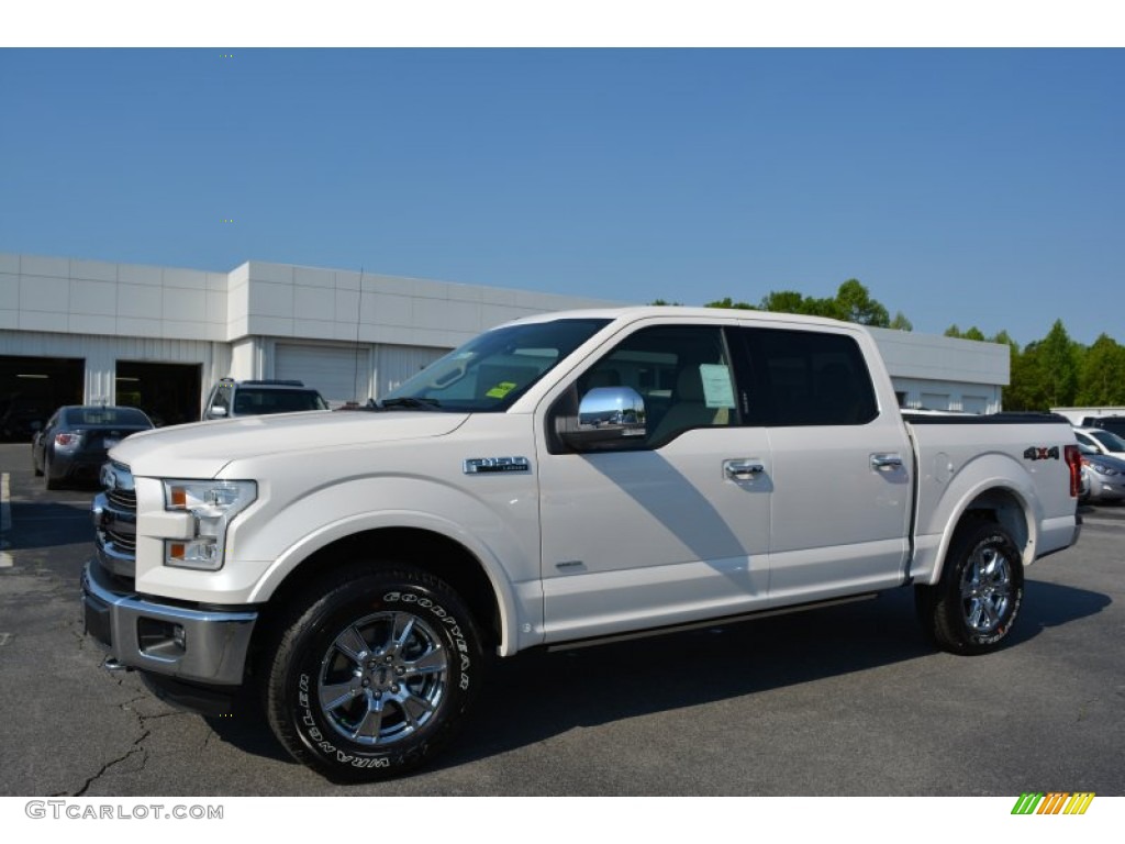 2015 F150 Lariat SuperCrew 4x4 - White Platinum Tricoat / Medium Light Camel photo #3