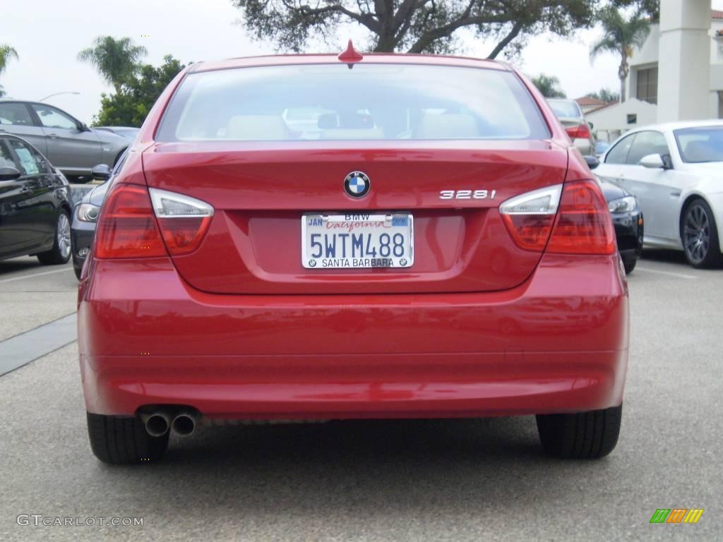 2007 3 Series 328i Sedan - Crimson Red / Beige photo #4