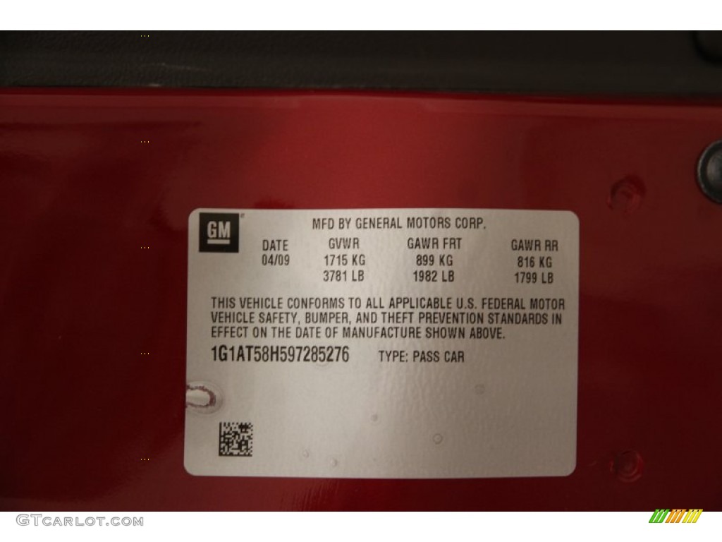 2009 Cobalt LT Sedan - Sport Red / Ebony photo #15