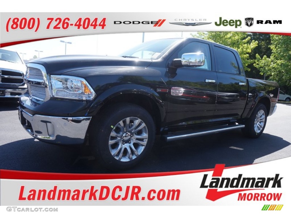 2015 1500 Laramie Long Horn Crew Cab 4x4 - Brilliant Black Crystal Pearl / Canyon Brown/Light Frost photo #1