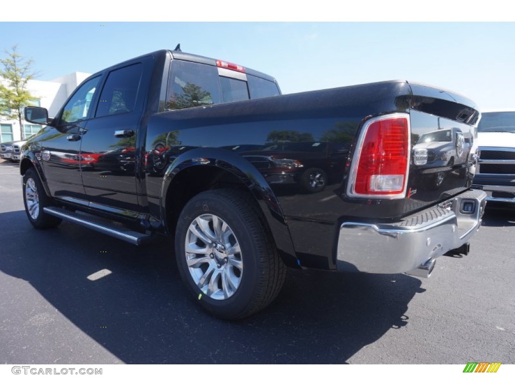 2015 1500 Laramie Long Horn Crew Cab 4x4 - Brilliant Black Crystal Pearl / Canyon Brown/Light Frost photo #2