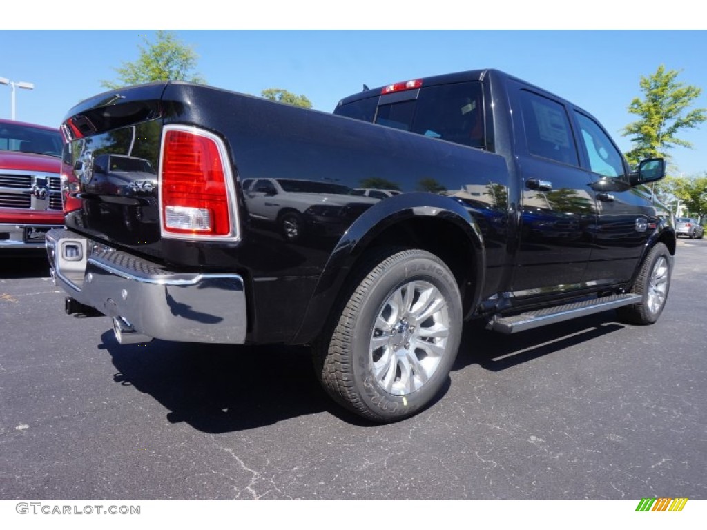 2015 1500 Laramie Long Horn Crew Cab 4x4 - Brilliant Black Crystal Pearl / Canyon Brown/Light Frost photo #3