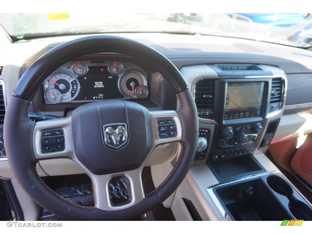 2015 1500 Laramie Long Horn Crew Cab 4x4 - Brilliant Black Crystal Pearl / Canyon Brown/Light Frost photo #8