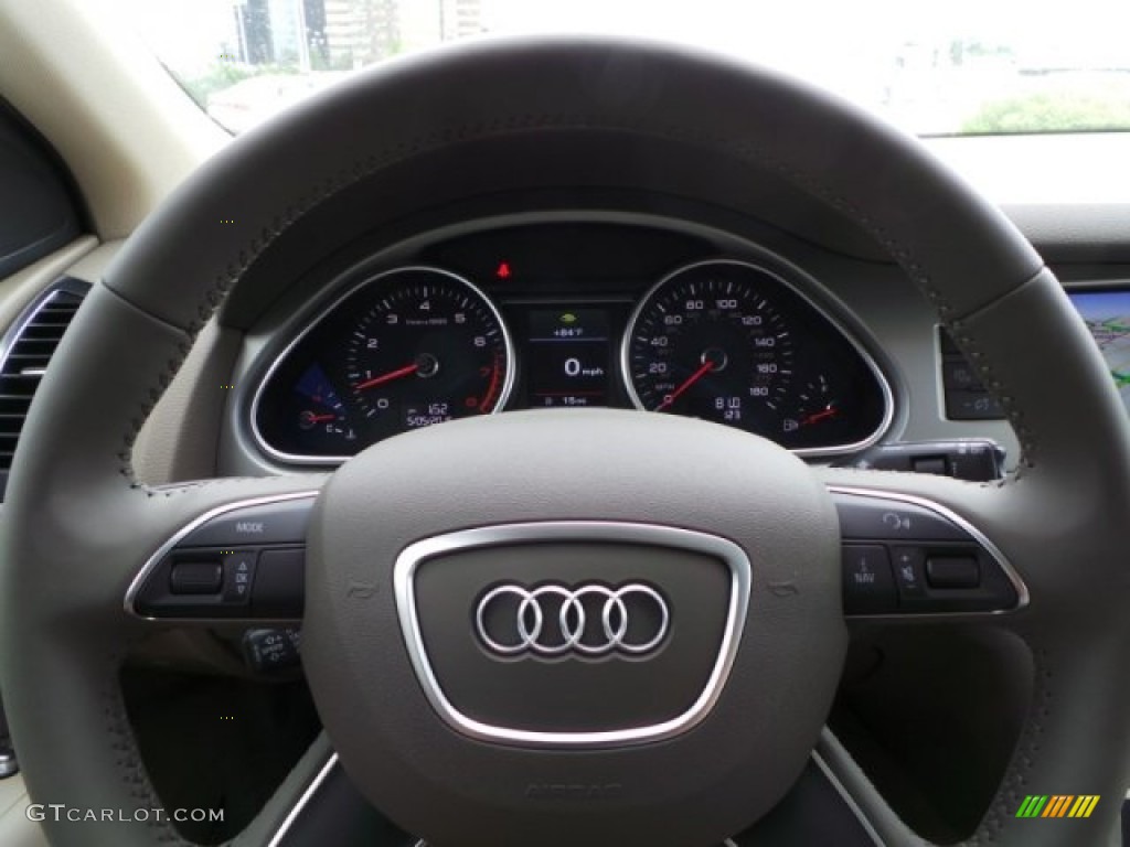 2015 Audi Q7 3.0 Premium Plus quattro Cardamom Beige Steering Wheel Photo #103725110