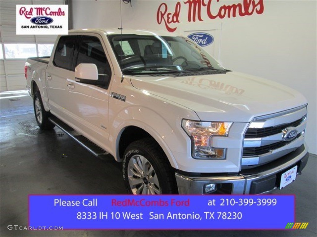 2015 F150 Lariat SuperCrew 4x4 - White Platinum Tricoat / Black photo #1