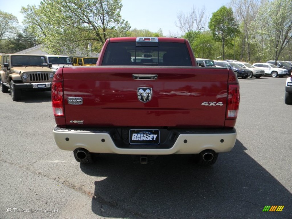 2012 Ram 1500 Laramie Longhorn Crew Cab 4x4 - Deep Cherry Red Crystal Pearl / Light Pebble Beige/Bark Brown photo #7