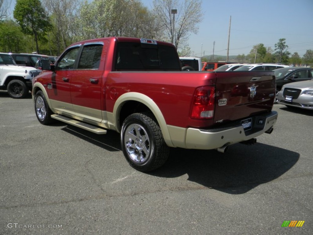 2012 Ram 1500 Laramie Longhorn Crew Cab 4x4 - Deep Cherry Red Crystal Pearl / Light Pebble Beige/Bark Brown photo #9