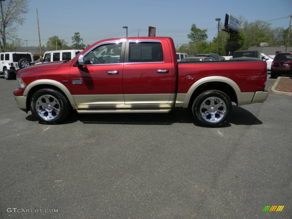 2012 Ram 1500 Laramie Longhorn Crew Cab 4x4 - Deep Cherry Red Crystal Pearl / Light Pebble Beige/Bark Brown photo #10