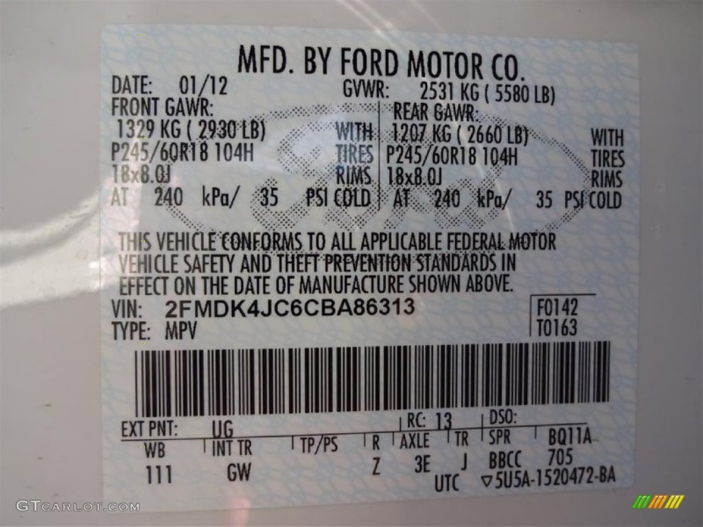 2012 Edge SEL AWD - White Platinum Metallic Tri-Coat / Charcoal Black photo #14