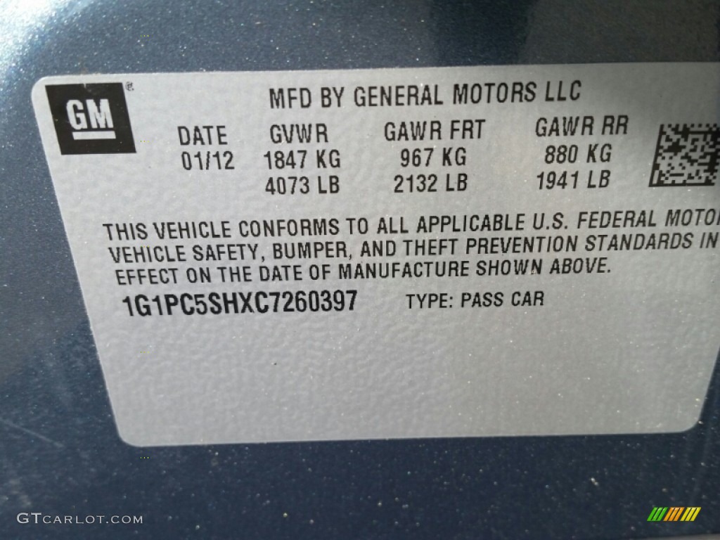 2012 Cruze LS - Blue Granite Metallic / Jet Black/Medium Titanium photo #25