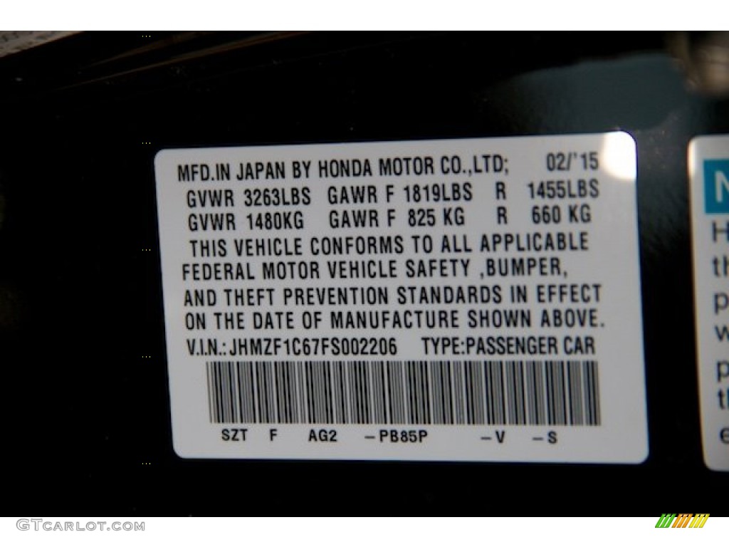 2015 CR-Z Color Code PB85P for Deep Violet Pearl Photo #103775246