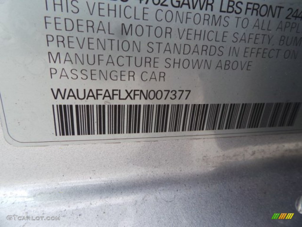 2015 A4 2.0T Premium - Florett Silver Metallic / Black photo #42