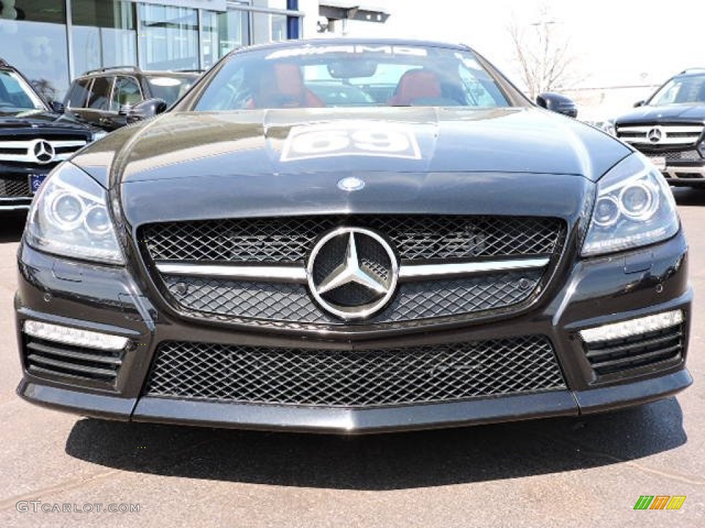2012 SLK 55 AMG Roadster - Obsidian Black Metallic / Bengal Red photo #2