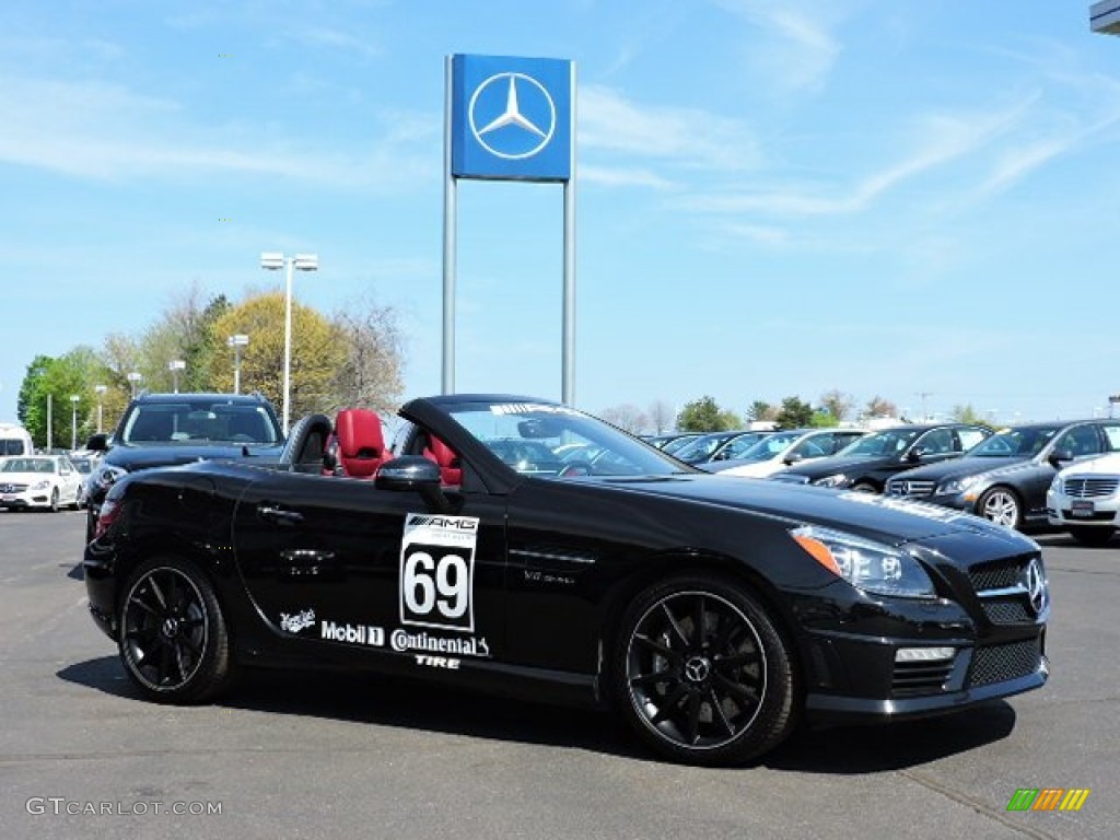 2012 SLK 55 AMG Roadster - Obsidian Black Metallic / Bengal Red photo #6
